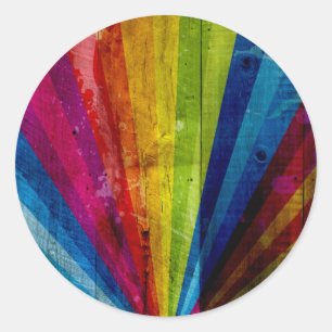 Sticker Rond Grunge Rainbow Starbust