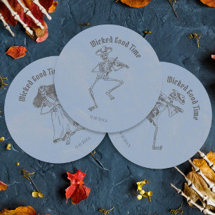 Sticker Rond Grunge Retro Black Halloween Party