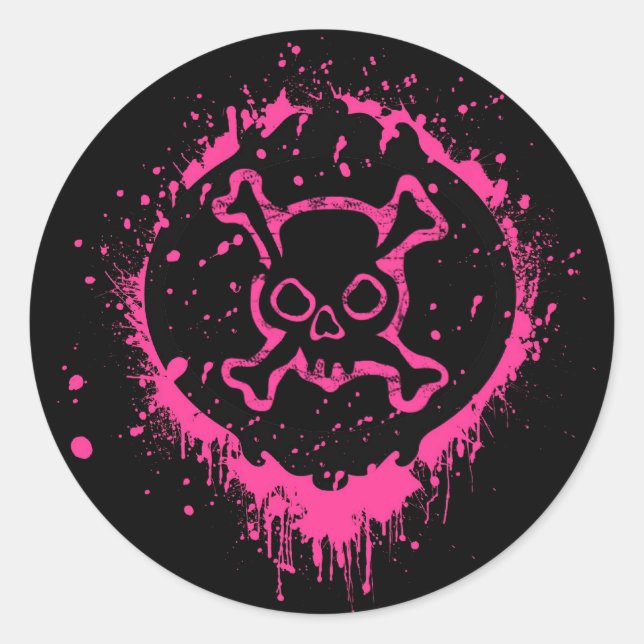 Sticker Rond Grunge Skull (Devant)