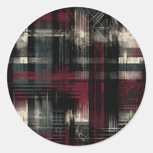 Sticker Rond Grungy alternative Grunge Plaid Motif (Devant)