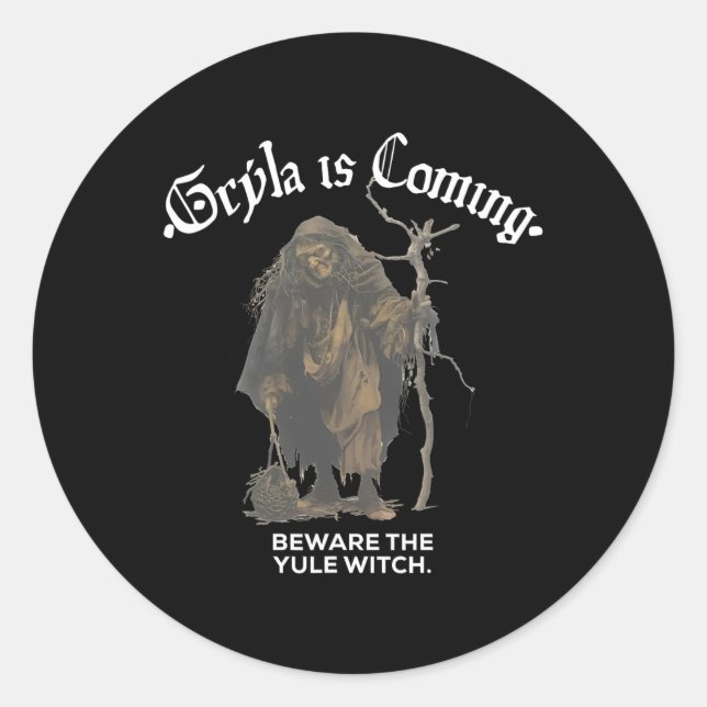Sticker Rond Gryla Vient Attention À La Sorcière Yule Ch Island (Devant)