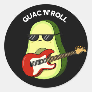 Sticker Rond Guac Et Roll Amusant Avocado Pun Dark BG
