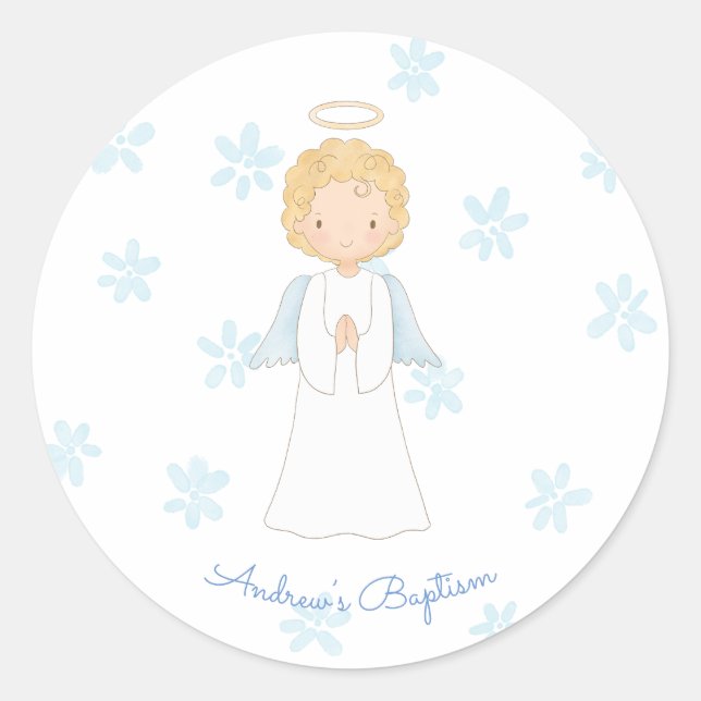 Sticker Rond Guardian Angel Baptême Christening catholique (Devant)