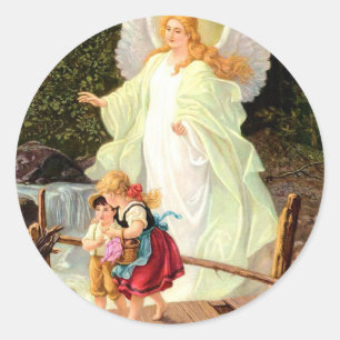 Sticker Rond Guardian Angel Children Bridge Classic Lindberg