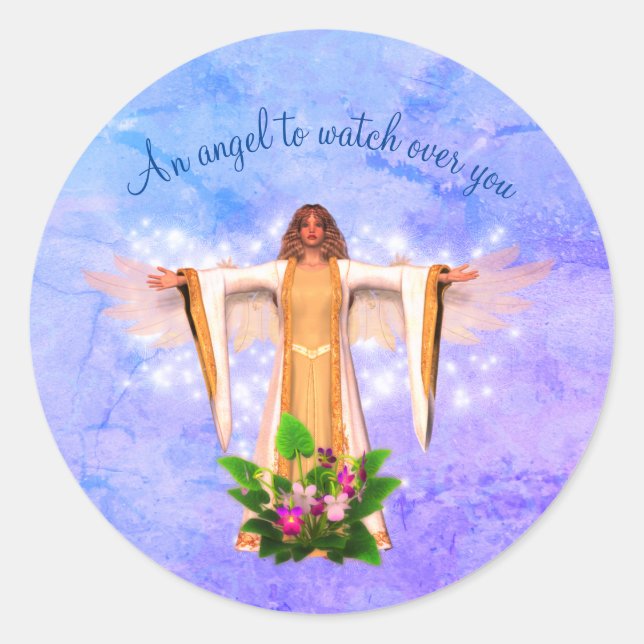 Sticker Rond Guardian Angel Inspiration personnalisée (Devant)