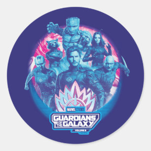 Sticker Rond Guardians de l'équipe Vaporwave Galaxy Graphic