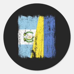 Sticker Rond Guatemala Ukraine Demi-drapeau guatémaltèque ukrai