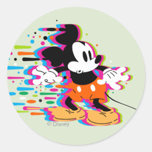 Sticker Rond Guerre de peinture de Mickey Mouse à distorsion