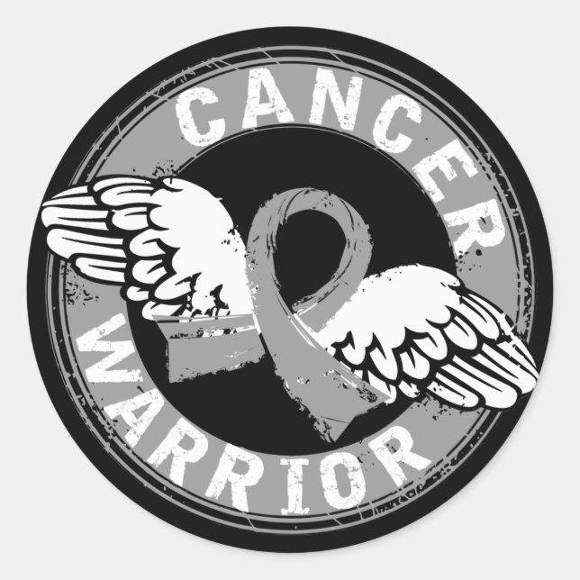 Sticker Rond Guerrier 14C Cancer du cerveau (Devant)