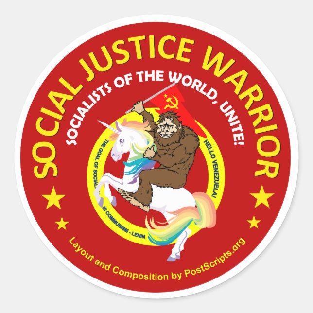 Sticker Rond Guerrier de justice sociale (Devant)