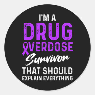 Sticker Rond Guerrier de sensibilisation à la surdose de drogue