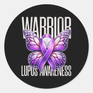 Sticker Rond Guerrier de sensibilisation Lupus Survivant Purple