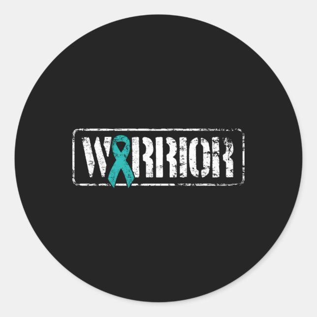 Sticker Rond Guerrier du cancer de l'ovaire Turquoise de style  (Devant)