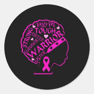 Sticker Rond Guerrier du cancer du sein Noir Africain-Américain