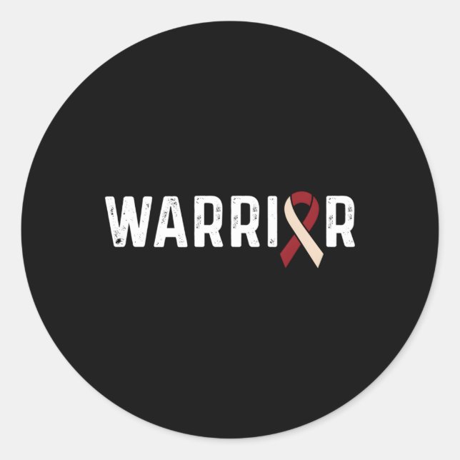 Sticker Rond Guerrier du ruban de sensibilisation au cancer de  (Devant)