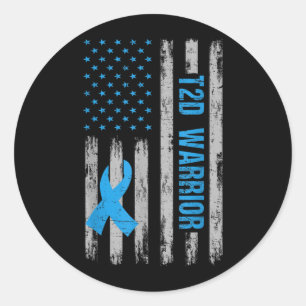 Sticker Rond Guerrier T2d Sensibilisation Drapeau Américain Dia