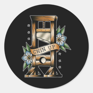 Sticker Rond Guillotine Tatouage traditionnel Flash Chin vers l