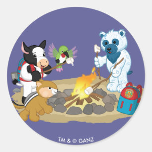Sticker Rond Guimauves de feu de camp de Webkinz  