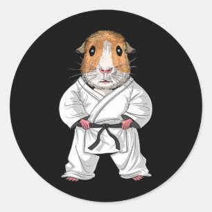 Sticker Rond Guinée Karate de porc Ninja Jiu-jitsu Taekwondo Ma