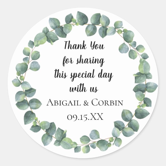 Sticker Rond Guirlande Eucalyptus personnalisée (Devant)