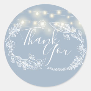 Sticker Rond Guirlandes Lumineuses Fleurie Bleu Poussiéreux Mer