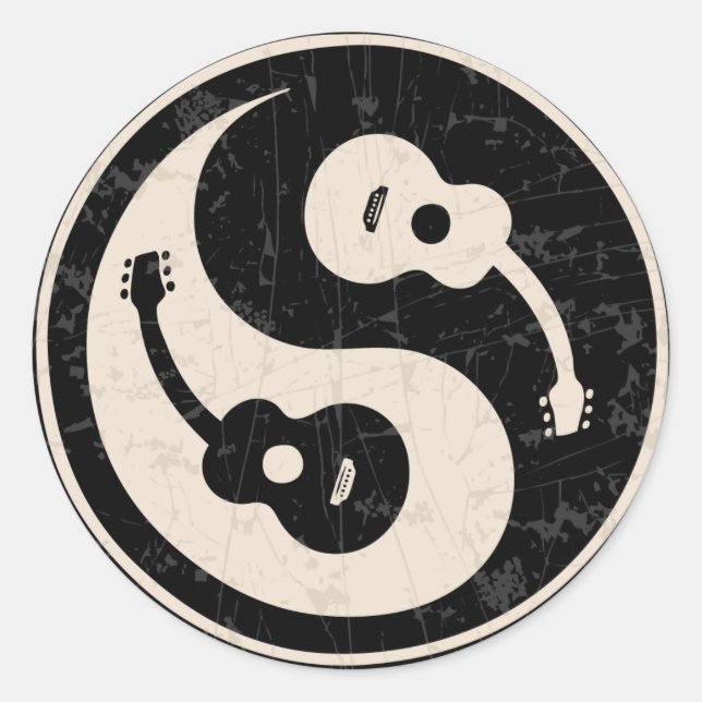 Sticker Rond guit-yang1-blk-tan-T (Devant)