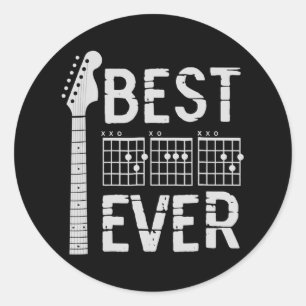 Sticker Rond Guitar Best Dad Ever Chord Guitarist Father's Day