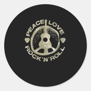 Sticker Rond Guitar Lover   Love Rock'N'Roll