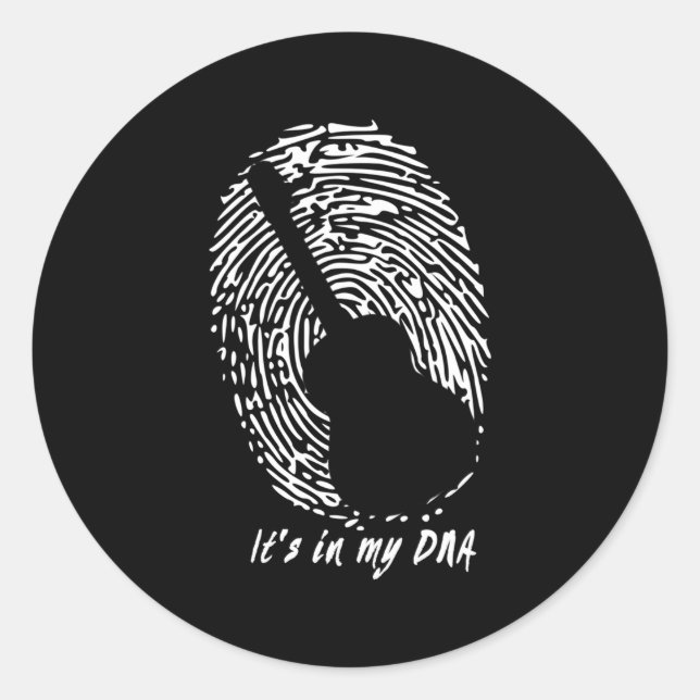 Sticker Rond Guitare Acoustique C'Est Dans Mon Adn Pour Guitari (Devant)