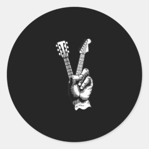 Sticker Rond Guitare Acoustique Guitariste Basse Lecteur Musici