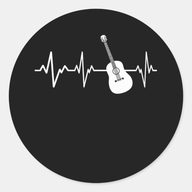 Sticker Rond Guitare acoustique Heartbeat classique Guitariste  (Devant)