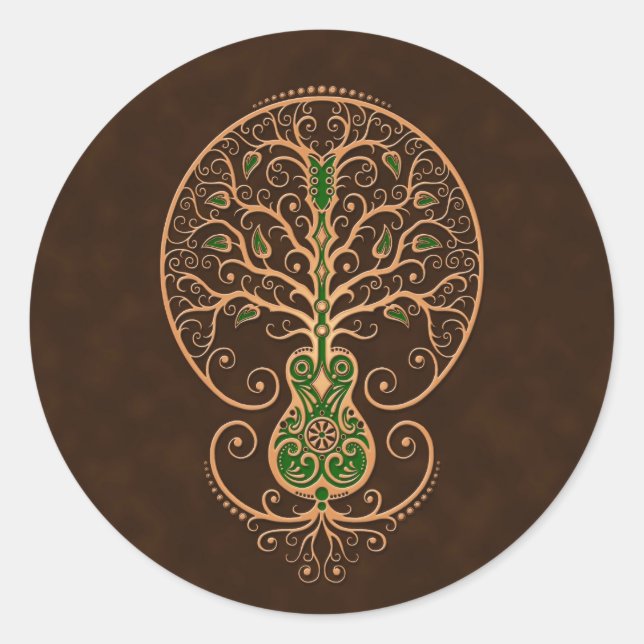 Sticker Rond Guitare Brown et verte (Devant)