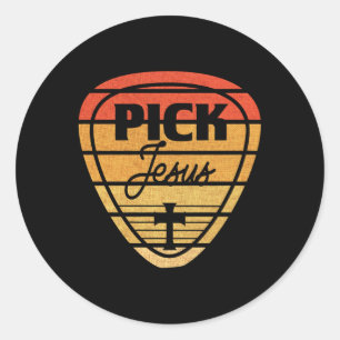Sticker Rond Guitare chrétienne de Jésus