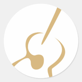 Sticker Rond Guitare classique en style dessin de souhaits