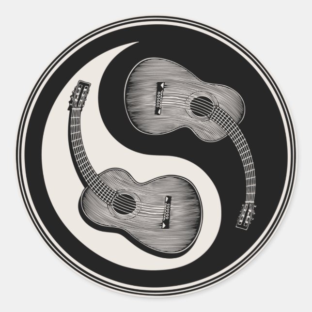 Sticker Rond Guitare classique Yin Yang (Devant)