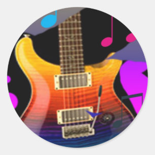 Sticker Rond Guitare colorée - Rock On!