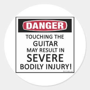 Sticker Rond Guitare de danger
