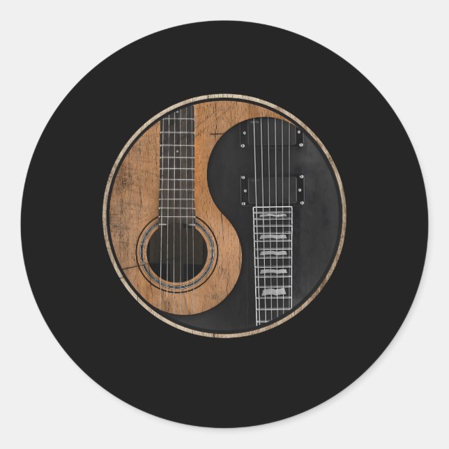 Sticker Rond Guitare de Yin Yang (Devant)