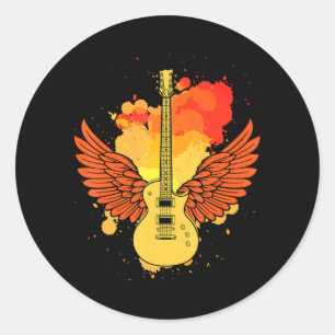 Sticker Rond Guitare des ailes