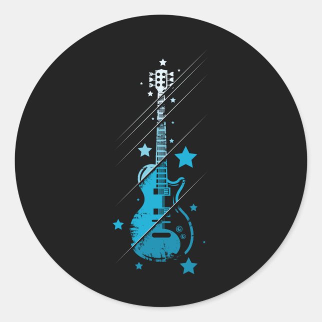 Sticker Rond Guitare électrique Vintage (Devant)