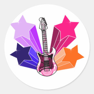 Sticker Rond Guitare frappée par étoile