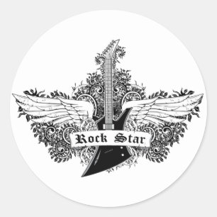 Sticker Rond Guitare ~ Guitare électrique Rock Star