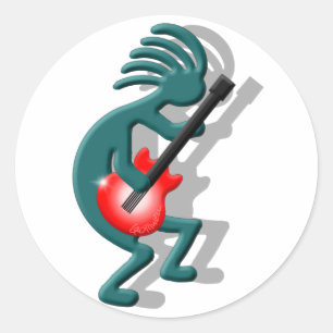 Sticker Rond Guitare Kokopelli
