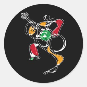 Sticker Rond Guitare Lecteur Ligne Art Noir Histoire Mois Coule