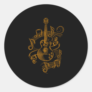Sticker Rond Guitare Lover   Guitare musicale