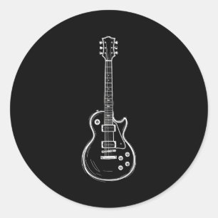 Sticker Rond Guitare minimale Art en ligne Drôle Amateur de mus