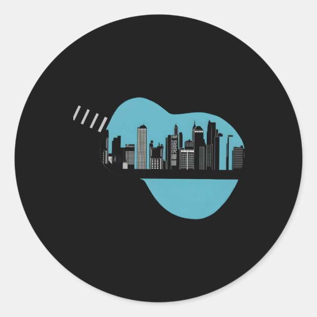 Sticker Rond Guitare Pour Guitariste Musicien Guitare (Devant)