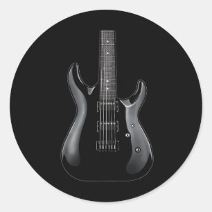 Sticker Rond Guitare Rock Band Et Rouleau Pour Hommes Bande Tee