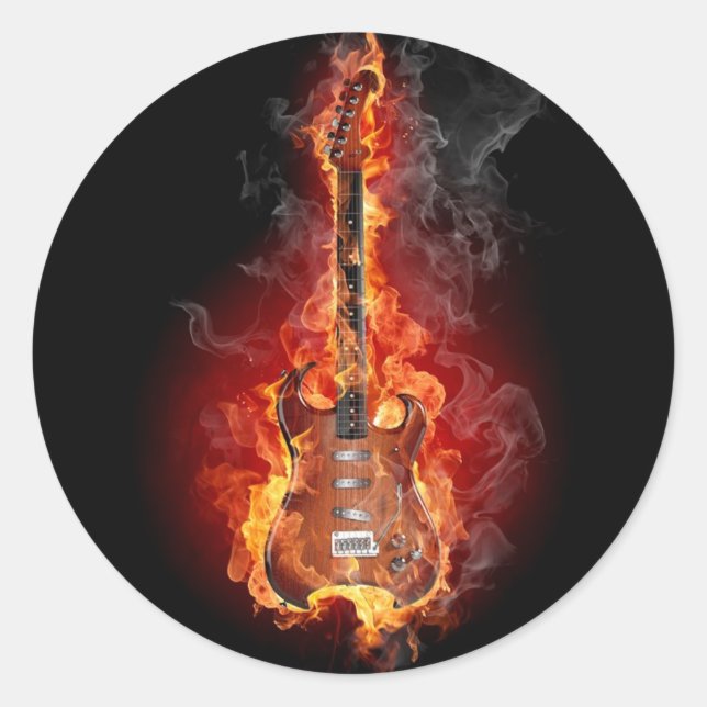 Sticker Rond Guitare rock flamand (Devant)