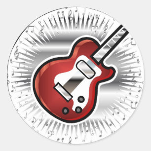 Sticker Rond Guitare rouge